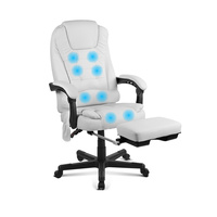 8-Point Massage Office Chair with Footrest White