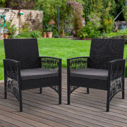 2Pc Outdoor Dining Chairs Patio Furniture Wicker Lounge Chair Garden
