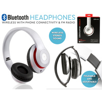 Bluetooth Headphones with Phone Connectivity & FM Radio White