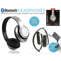 Bluetooth Headphones with Phone Connectivity & FM Radio Silver