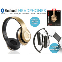 Bluetooth Headphones with Phone Connectivity & FM Radio Gold