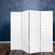 4 Panel Wooden Room Divider - White