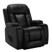 Recliner Chair Electric Heated Massage Chairs Faux Leather Cabin