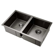 Kitchen Sink 77X45CM Stainless Steel Basin Double Bowl Laundry Black