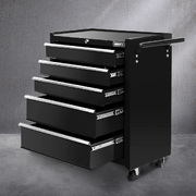 5 Drawer Tool Box Cabinet Chest Trolley Box Garage Storage Toolbox Black