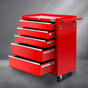 5 Drawer Tool Box Cabinet Chest Trolley Box Garage Storage Toolbox Red