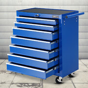 7 Drawer Tool Box Cabinet Chest Trolley Storage Garage Toolbox Blue
