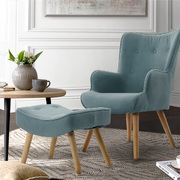  Armchair Lounge Chair Ottoman Accent Armchairs Sofa Fabric Chairs Blue