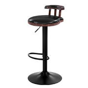 2x Kitchen Bar Stools Vintage Bar Stool Chairs Swivel Gas Lift Leather BK
