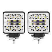 Pair 4inch LED Driving Lights Work Spot Flood Combo Cree Square Offroad 4WD