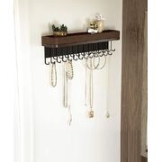 Wall Mount Hanging Jewelry Organizer with 25 HooksBrown