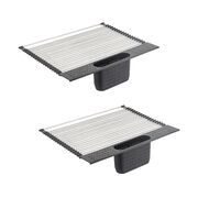 2 Pack Large Stainless Steel Roll Up Dish Drying Rack With Utensil Holder