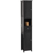 Elegant Storage Solution: Black Freestanding Tall Bathroom Cabinet