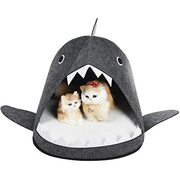 Shark Shape Pet Cave Bed for Cats andSmall Dogs 45 x 45 x 38 cm Dark Grey