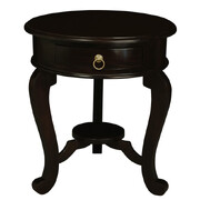 1 Drawer Solid Mahogany Timber Lamp Table (Chocolate)