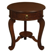 1 Drawer Solid Mahogany Timber Lamp Table (Mahogany)