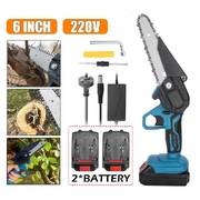 6" Mini Cordless Electric Chainsaw 2X Battery Powered Wood Cutter Rechargeable