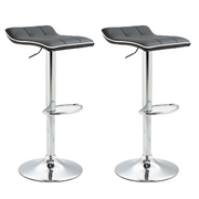 2x Counter Height PU Leather Upholstered Adjustable Swivel Bar Stools -Black