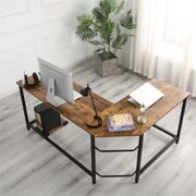 L-Shaped Corner Computer Desk With Cpu Stand (Brown)