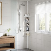 Adjustable Bathroom Corner Shelf with 4 Trays White