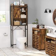Over-The-Toilet Storage Bathroom Organiser Rack For Washing Machine Rustic Brown And Black Bts003B01