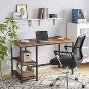 Computer Desk with 2 Shelves Rustic Brown and Black