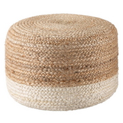 Cozy and Stylish Hand Jute Cotton Pouf Ottoman in Beige