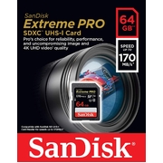 SANDISK SDSDXXY-064G-GNCIN SDXC Extreme Pro V30 4K/UHD UHS-I/U3 170MB