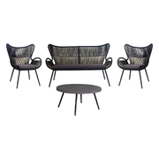 4Pc Outdoor Sofa Set With Cement Top Coffee Table 