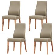 Dining Chair Set Of 4 Pu Leather Seat Solid Messmate Timber - Silver