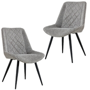 Dining Chair Set Of 2 Fabric Seat With Metal Frame - Granite