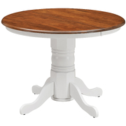 Round Dining Table 106Cm Pedestral Stand Solid Rubber Wood - White Oak