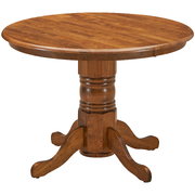 Round Dining Table 106Cm Pedestral Stand Solid Rubber Wood - Walnut