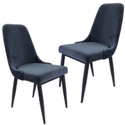 Dining Chair Set Of 2 Fabric Seat With Metal Frame - Charcoal