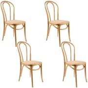 Arched Back Dining Chair Set Of 4 Solid Elm Timber Wood Rattan Seat - Oak