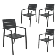4Pc Set Outdoor Dining Table Chair Aluminium Frame Grey
