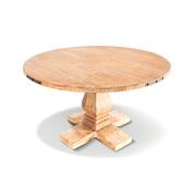 Round Dining Table 135Cm Pedestal Solid Mango Timber Wood - Honey Wash
