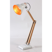 Natural Table Lamp with White/Gold Inside Gourd Shade and Base
