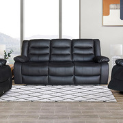 3+1+1 Seater Recliner Sofa In Leather Lounge Couch In Black