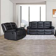 3+2 Seater Recliner Sofa In Leather Lounge Couch In Black