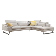Cream Leatherette 5-Seater Corner Sofa With Chaise