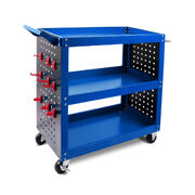 Blue 3-Tier Tool Cart Storage Trolley Workshop Garage Organiser 150kg Blue