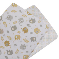 Living Textiles Jersey Bassinet Fitted Sheets - Elephant & Gio Natural - 2 Pack