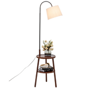 Tripod Floor Lamp With Bedside Tableshelf & Usb Charger