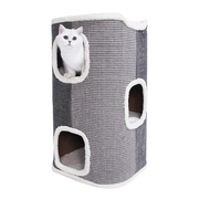 Tri Level Square Cat Condo with Sherpa Lining