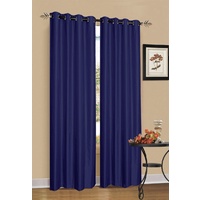 2 x Blue 100% Blockout Eyelet Curtains 240cm x 230cm (Drop)