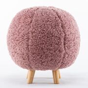 Ball Stool with Natural Wooden Legs-Pink