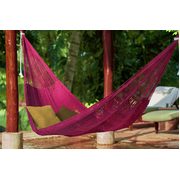 King Size Outdoor Cotton Mexican Hammock In Mexican Pink