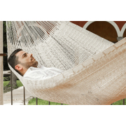  King Size Outdoor Cotton Mexican Hammock in Cream Colour