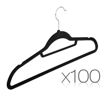 Set of 100 Velvet Hangers with Tie Bar